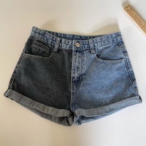 HIGH Rise 2 Color Denim Cuffed Jean Shorts XS